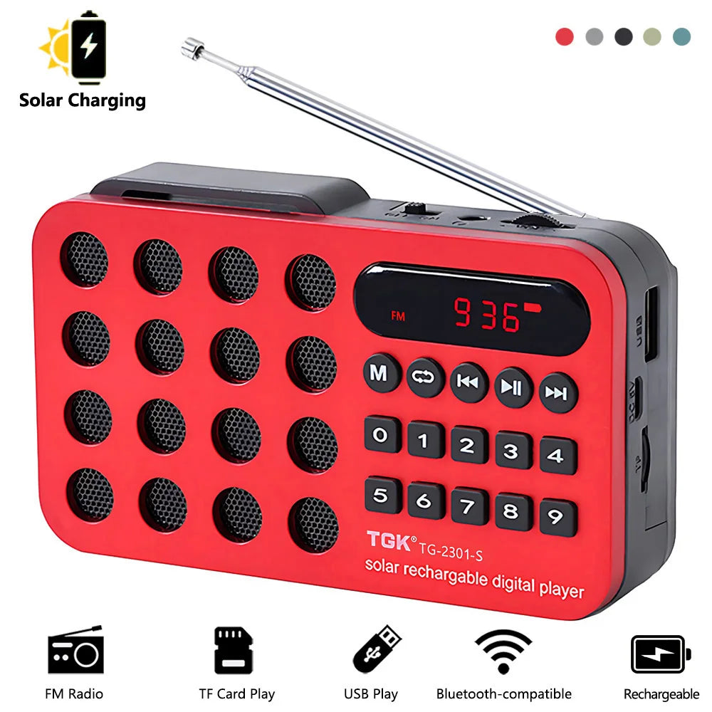Solar Charging Portable FM Receiver Radio With Bluetooth